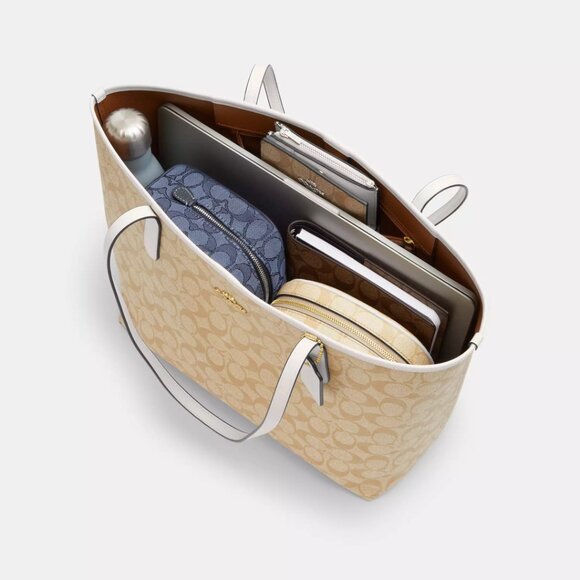 City Tote Bag In Rainbow Signature Canvas NWT C4181 - Picture 5 of 5